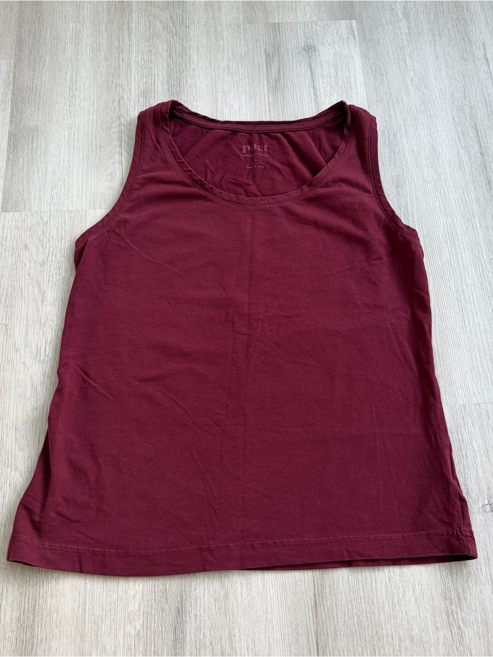 Pact Women's Maroon Scoop Neck Tank Top Small Organic Cotton